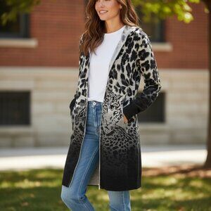 Raw7 Animal Tiger Hooded Sweater Cardigan Size M